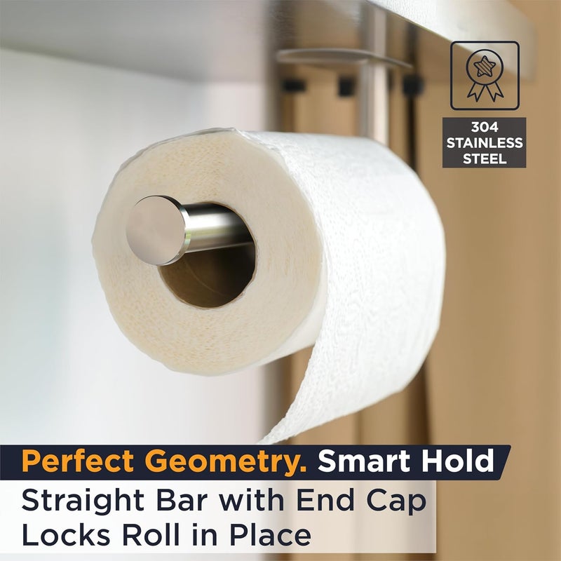 Deiss Pro Paper Towel Holder – Under Cabinet, Wall Mount, or Countertop – Rust-Resistant Stainless Steel, One-Handed Tear Design, Space-Saving Paper Towel Dispenser, Towel Holder for Kitchen - Image 5